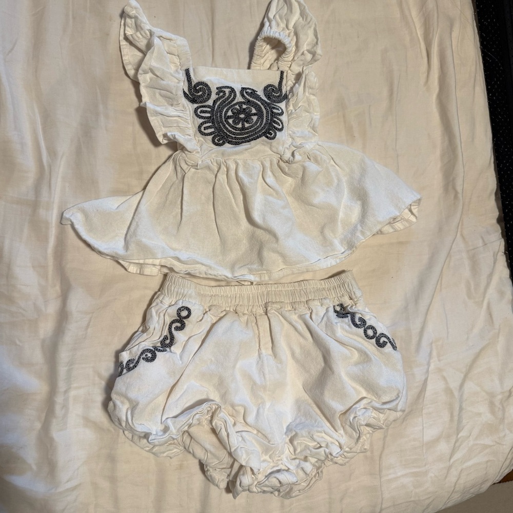 Habitual White and‎ Black Embroidered Baby Outfit​